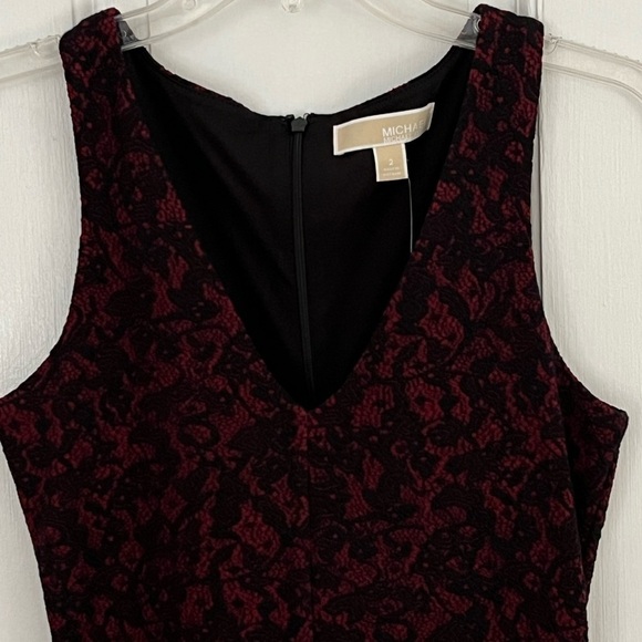NWT MICHAEL KORS Lace Jacquard Dress Bodycon Size 2 Black Red Sexy Contemporary - Picture 5 of 15